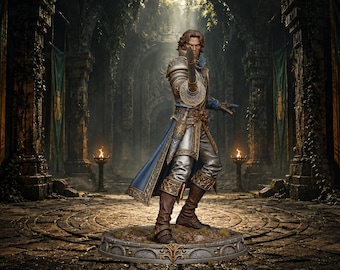 Male Human Fighter Miniature | Duelist Warrior, Realistic Swordsman, D&D RPG Character - Realism