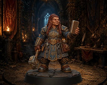 Female Dwarf Rune Master Miniature | Dwarf Runesmith | Fantasy Blacksmith | D&D Dwarf Character | Tabletop RPG Mini