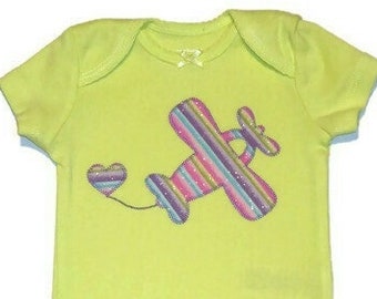Airplane bodysuit baby girl - different sizes and colors to choose from - Ready to mail and shipping is FREE!
