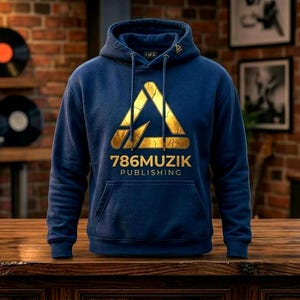 786Muzik Gold Logo Hoodie | Music Label Streetwear image 1