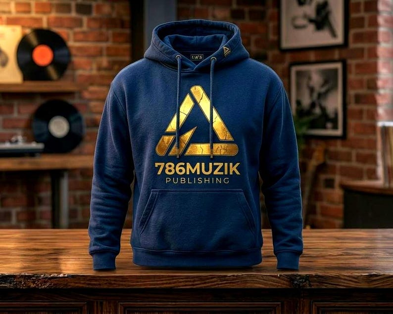 786Muzik Gold Logo Hoodie | Music Label Streetwear image 1