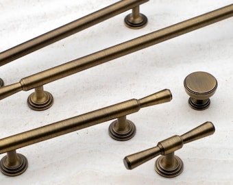 Antique Brass Cabinet Handles, Vintage Gold Drawer Pulls, Solid Brass Kitchen Hardware, Luxury Cabinet Pulls