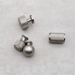 Brushed Nickel Cabinet Knobs, Solid Brass Knurled Drawer Knobs, Modern Silver Cabinet Hardware, Kitchen Dresser Pulls zdjęcie 4