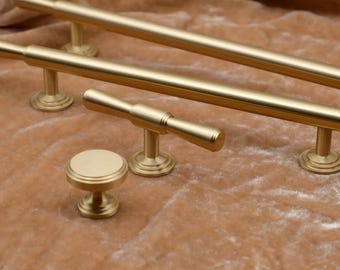 MCM Brushed Brass Cabinet Handles | Solid Brass Kitchen Hardware