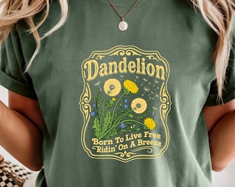 Camiseta de música country con diente de león, camiseta con estampado floral y letra de canción, camiseta de flores silvestres del oeste, estampado vintage de concierto folk, regalo para fans de la música country