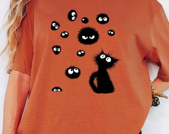 Camiseta de gato espeluznante, criaturas peludas, camiseta anime kawaii gótica