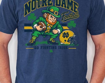 Notre Dame Leprechaun Football Shirt, Retro College Game Day Tee (DTF Print)