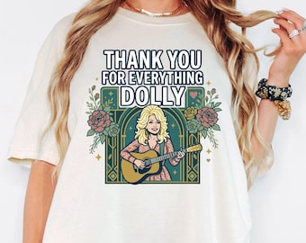 Camiseta Dolly Parton Gracias por todo, Camiseta para fans de la música country, Algodón suave