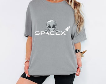 Space Alien SpaceX T-Shirt, Sci-Fi Humor Graphic Tee, Cotton Comfort