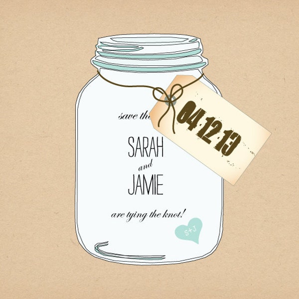 Printable Save the Date- Mason Jar with Tag