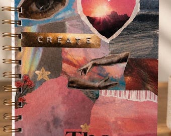 Collage Notebook | Spiral Notebook | Pink Lined Paper