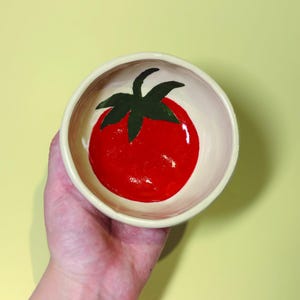 Ceramic Tomato Snack Bowl, Tableware, Handmade Stoneware, Minimal pottery
