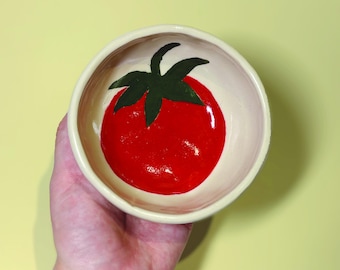Ceramic Tomato Snack Bowl, Tableware, Handmade Stoneware, Minimal pottery