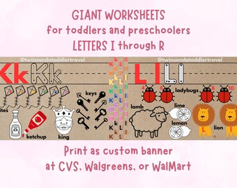 Toddler Learning  Giant Worksheets - Alphabet Banner Images I - R