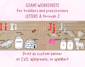 Toddler Learning  Giant Worksheets - Alphabet Banner Images A - J