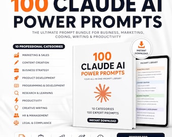 100 Claude AI Power Prompts Bundle | Business, Marketing, Writing (PDF Download)