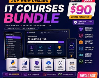IT Courses Bundle: Python, AI, Data Science, Cloud, Cyber Security (Digital Download)