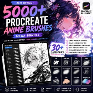 5000+ Procreate Anime Brushes Mega Bundle | Manga, Ink, Shading (Digital Download)
