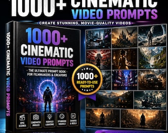 1000+ filmiska AI-videouppmaningar | Handbok om filmskapandeuppmaningar (PDF + JPG)