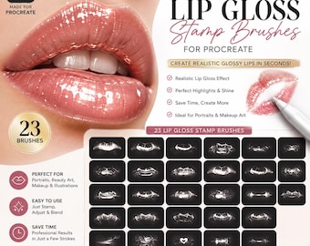 Procreate Lip Gloss Stamp Brushes | Realistic Lips, Beauty Art (Digital Download)