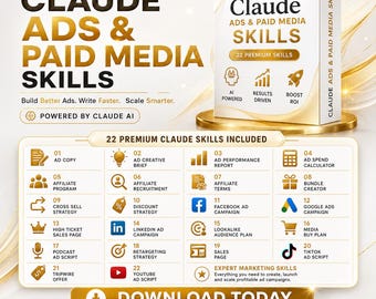Claude AI Ads & Paid Media Skills Toolkit, Facebook Google TikTok YouTube Planner