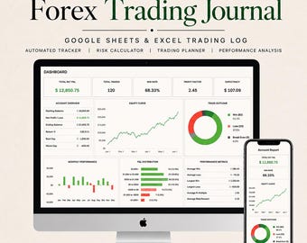 Forex Trading Journal Spreadsheet | Google Sheets Excel Trade Tracker (Digital Download)