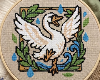 Swan Dancing Cross Stitch Pattern: Beginner Friendly PDF (Pattern Keeper Compatible)