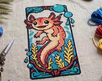 Axolotl Ocean Cross Stitch Pattern: Beginner Friendly PDF (Pattern Keeper Compatible)