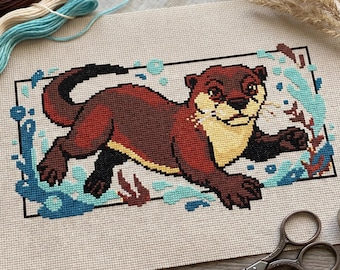 Otter Cross Stitch Pattern: Beginner Friendly Embroidery (PDF)