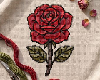 Rose Flower Cross Stitch Pattern: Beginner Friendly PDF (Pattern Keeper Compatible)