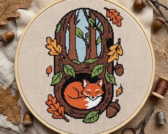 Fox Forest Cross Stitch Pattern PDF Instant Download