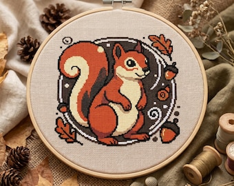 Squirrel Cross Stitch Pattern: Beginner Friendly PDF (Pattern Keeper Compatible)