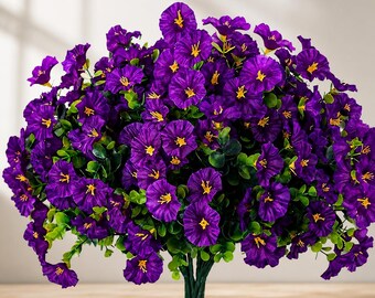 Bouquet di fiori artificiali di convolvolo viola, composizione floreale in seta, centrotavola per matrimoni, decorazione per la casa