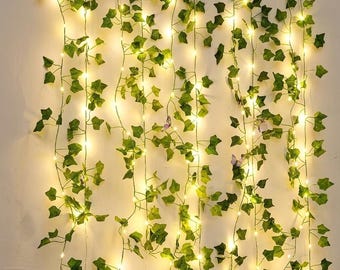 Artificial Ivy Vine Fairy Lights, Green Leaf LED Garland, Wedding Party Home Decoration