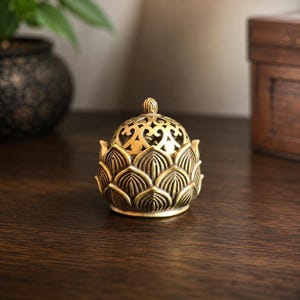 Porte-encens vintage Lotus en laiton, mini décoration zen de style asiatique