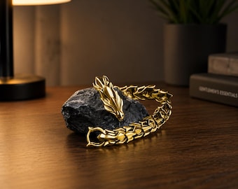 20CM Gold Dragon Head Bracelet: Retro Punk Style, 12mm Width Chain Accessory