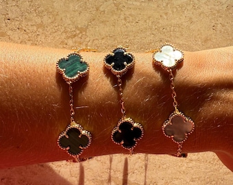 Clover pendant gold/ silver chain sterling silver bracelet