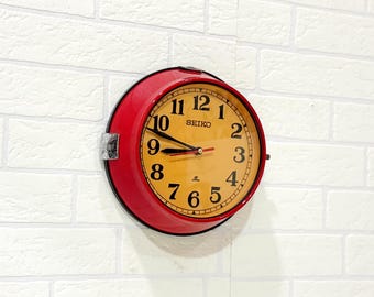 インテリア時計 VINTAGE SEIKO WALL CLOCK JAPANESE MODERN Vintage Japanese Wall Clock Sky Blue Frame Retro Seiko Industrial
