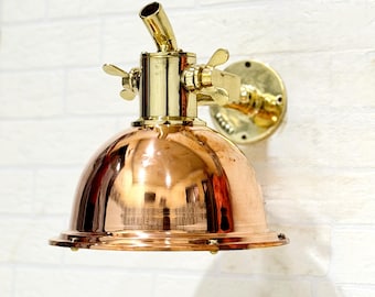 Handgemaakte koperen/messing plafondlamp, vintage metalen kap, industriële woonarmatuur, landelijke verlichting