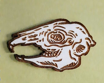 Rabbit Skull Wooden Pin or Magnet
