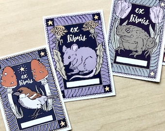 Plants and Critters Bookplate Sticker Set
