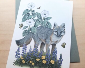 Fox in the Wildflowers Greeting Card