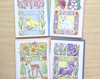 Baby Animals Greeting Cards, Set of 4