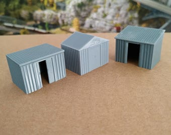 3x Gartenschuppen unterschiedlich kombinierbar Spur H0 (1:87) für Modellbahn, Modellbau, Diorama