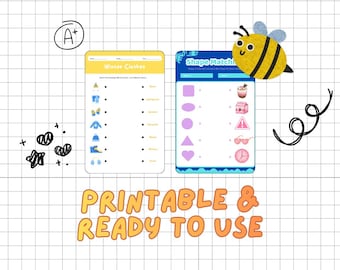 Hojas de trabajo educativas de emparejamiento / Actividad de aprendizaje para niños en PDF / Rompecabezas cognitivo preescolar / Descarga de recursos para la educación en casa