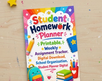 Student Homework Planner Printable, Weekly Assignment Tracker, Student Planner Template School Organization Worksheet Homework Log Printable