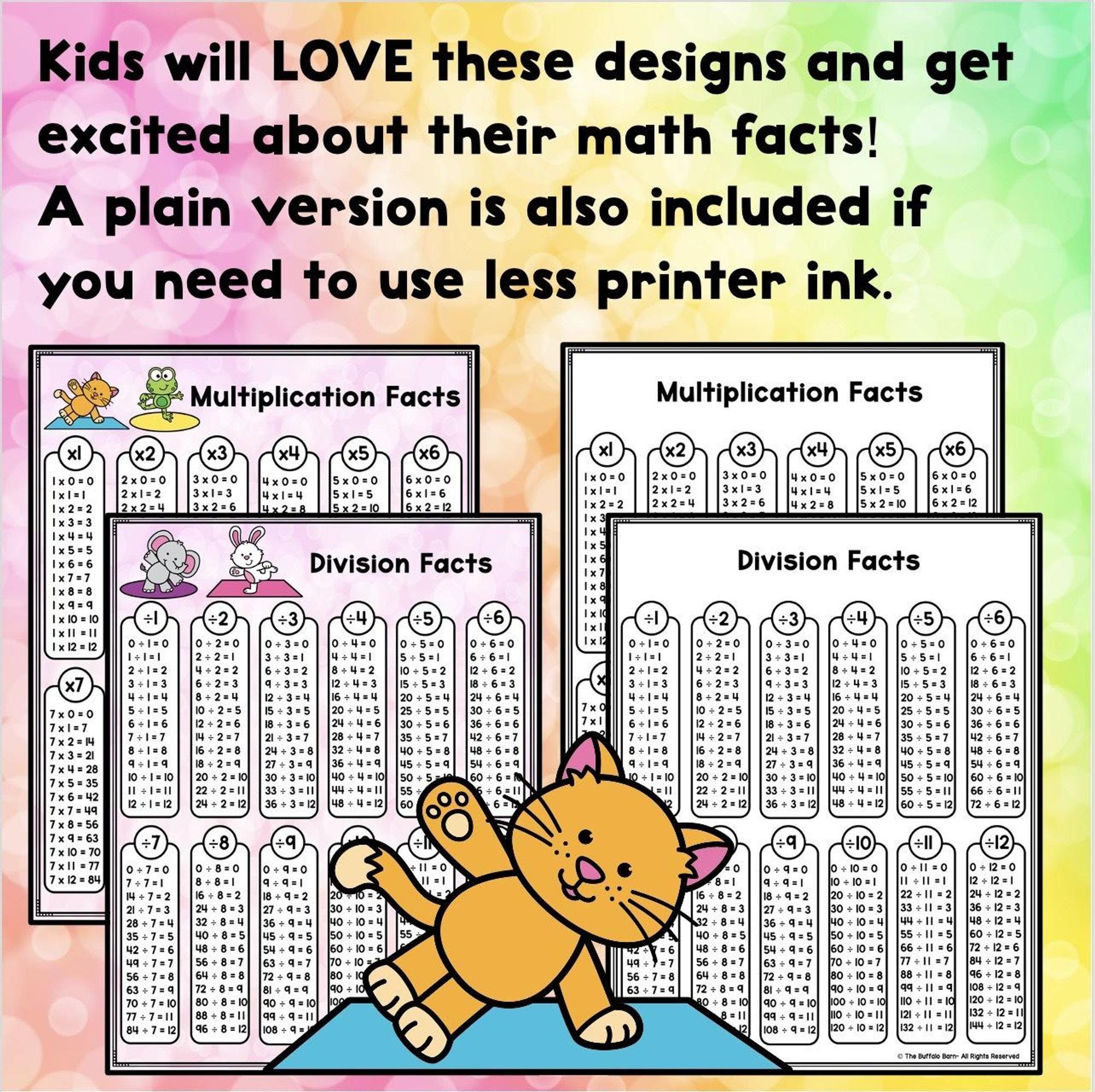Multiplication & Division Chart Poster Printable Math Facts Chart ...