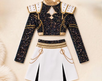 KPop Demon Hunter Inspired Girls Sequin Costume, Rumi Mira Zoey Style Stage Outfit, Kids Cosplay Halloween Party Set