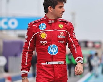 Handgefertigter F1 Go Kart-Rennanzug CIK FIA Level 2 Zugelassener Anzug, Benutzerdefinierter Rennanzug für Erwachsene und Kinder, F1 2025 Charles Leclerc inspirierter Rennanzug