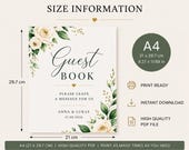 Guest Book Wedding Sign Printable A4, Botanical Greenery Wedding Sign, Editable Guestbook Poster, Wedding Welcome Sign, Instant Download